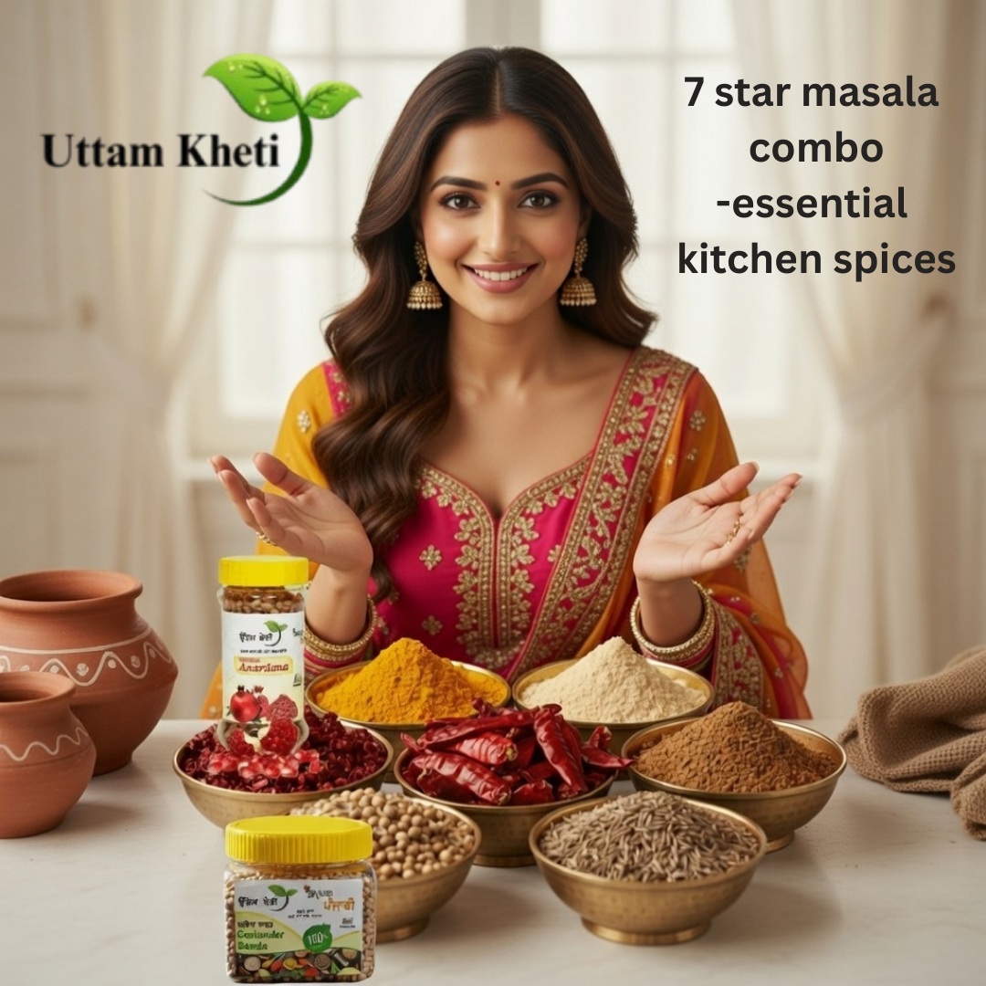 Uttam kheti masala combo: 7 Essential Punjabi Spices for a Complete Kitchen